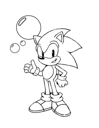 Sonic with Bubbles coloring page