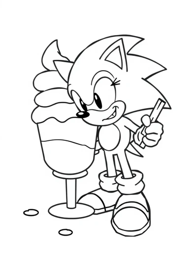 Sonic Enjoying Ice Cream