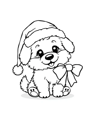 Cute Christmas Puppy coloring page