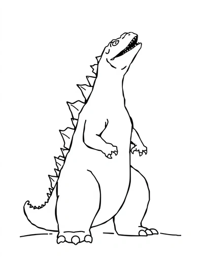 Godzilla looking up - Free Printable Coloring Page for Kids