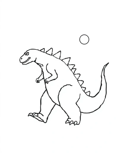 Godzilla walking - Free Printable Coloring Page for Kids