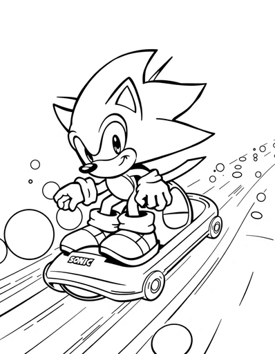 Sonic on Hoverboard coloring page