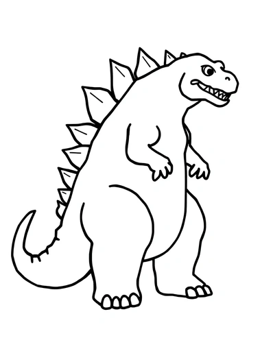 Godzilla standing on a flat ground - Free Printable Coloring Page for Kids